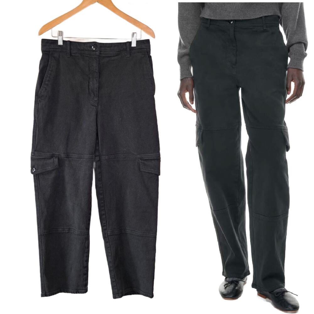 Aritzia Wilfred Free Maeve Cargo Pants Size 10 Washed Black Mid Rise Twill 84085